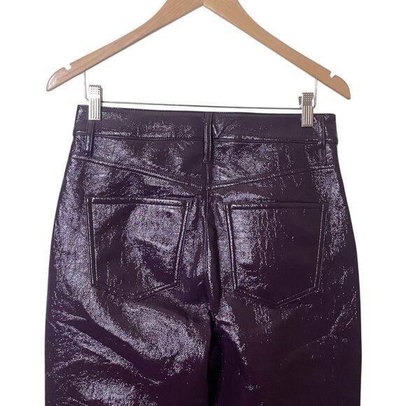 Express Purple Polyurethane Shiny Modern Straight Pants Super High Rise Size 6S - Picture 7 of 12